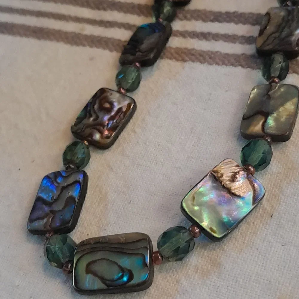 Vintage Abalone Necklace Signed 